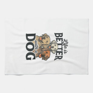 Paño De Cocina Vintage La Vida Es Mejor Con Un Perro Diseño Vecto