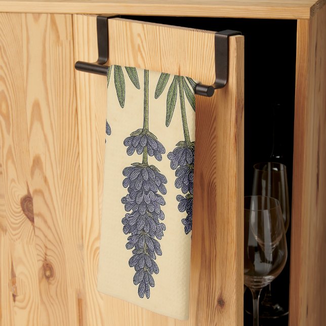 Paño De Cocina Vintage Lavender on Weathered Paper (Pliegue de tercios)