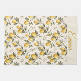 Paño De Cocina Vintage Lemon Blossom – Elegant Botanical Citrus 