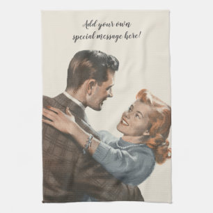 Paño De Cocina Vintage Love Romance, recién casados, ¿bailaremos?