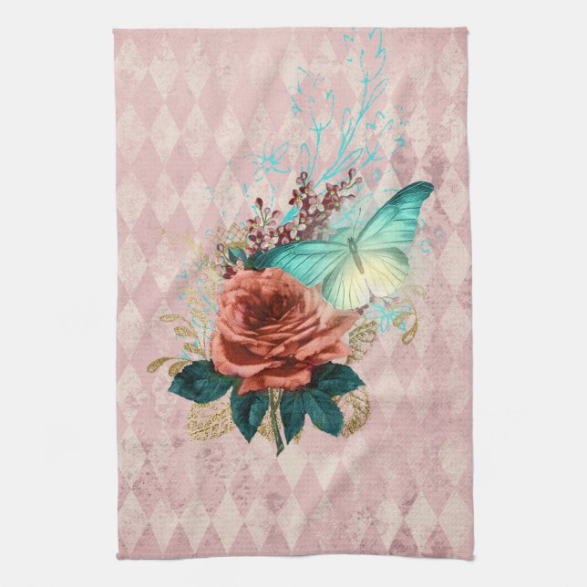Paño De Cocina Vintage Luna Moth Bouquet (Vertical)
