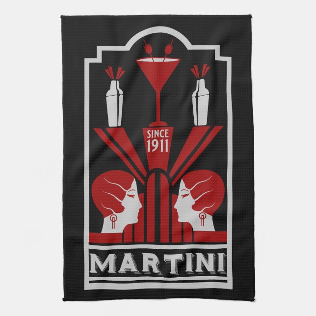 Paño De Cocina Vintage Martini Art Deco (Vertical)