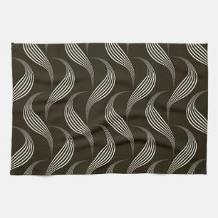 Paño De Cocina Vintage monocromo: Ornamento geométrico sin foco.