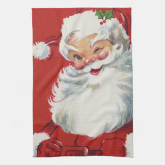 Paño De Cocina Vintage Navidad Santa Claus, jolly y Winking