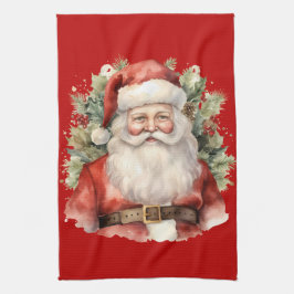 Paño De Cocina Vintage Navidad Santa Claus Sonriendo