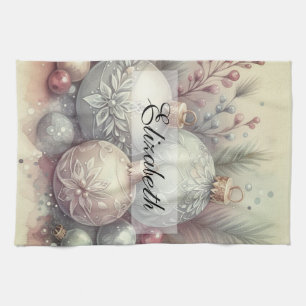 Paño De Cocina Vintage Pastel Watercolor Ornamentos navideños