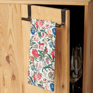 Paño De Cocina Vintage Patrón floral del siglo XIX Rojo verde azu