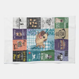 Paño De Cocina Vintage Pug Lover Gift, Empleador de Idea Pug Blan