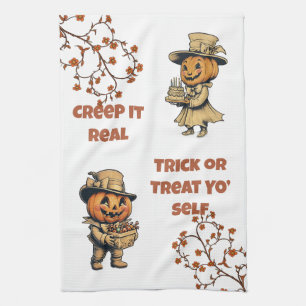 Paño De Cocina Vintage Pumpkin Pals Halloween