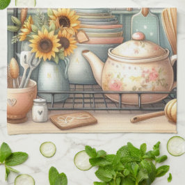Paño De Cocina Vintage Retro Platos Impresión de Tetera