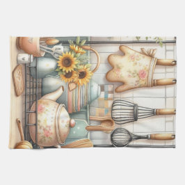 Paño De Cocina Vintage Retro Platos Impresión de Tetera