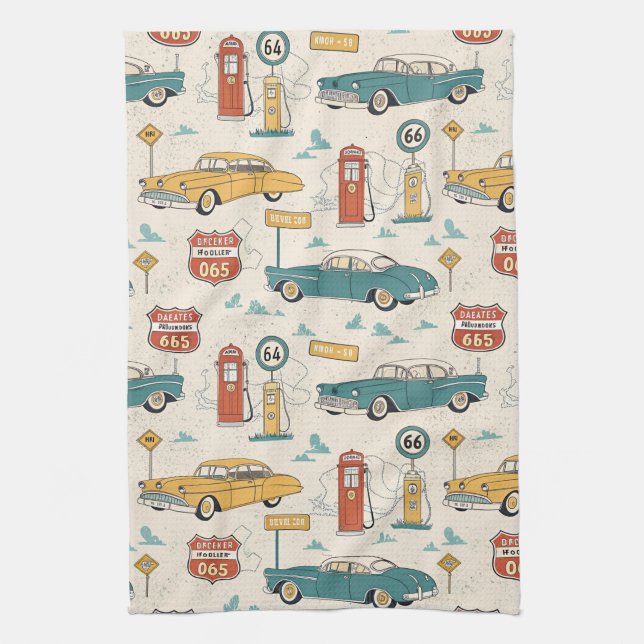 Paño De Cocina Vintage Road Trip Pattern (1) (Vertical)