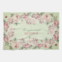 Paño De Cocina Vintage rose shabby chic personalized Mother's Day