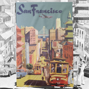 Paño De Cocina Vintage San Francisco Cable Carros Viaje Afiche Ar