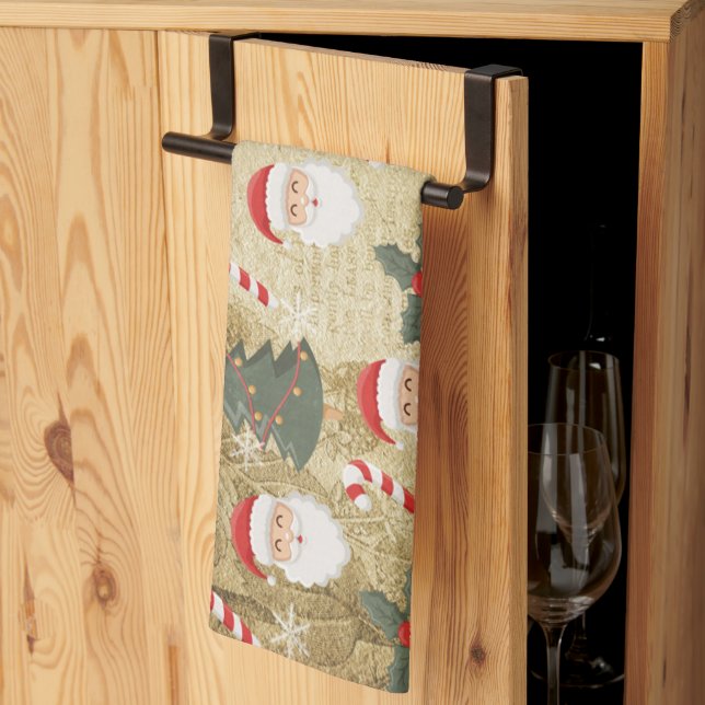 Paño De Cocina Vintage Santa Claus Pattern (Pliegue de tercios)