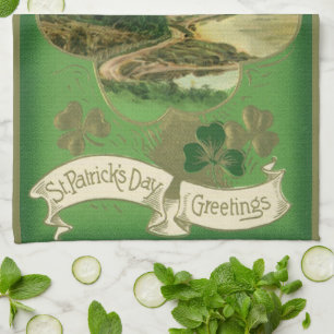 Paño De Cocina Vintage St Patricks Day Saludos Castillo Shamrock