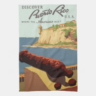 Paño De Cocina Vintage Travel Poster, Discover Puerto Rico!