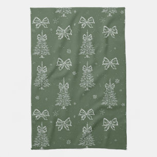 Paño De Cocina Vintage Verde Salvia Toile de Navidad (4)