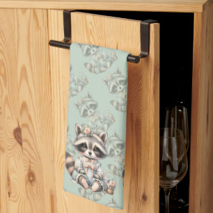 Paño De Cocina Vintage Vestido Cottagecore Raccoon Pastel