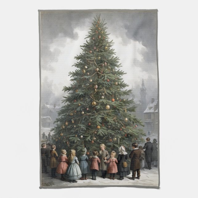 Paño De Cocina Vintage village Christmas tree (Vertical)