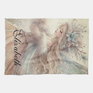 Paño De Cocina Vintage Watercolor Invierno Nieve Fantasía Arte