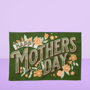 Paño De Cocina Vintage Wavy Typography Mother's Day Gift Green