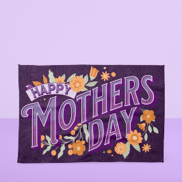 Paño De Cocina Vintage Wavy Typography Mother's Day Gift Purple