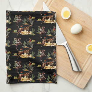 Paño De Cocina Vintage Western Rodeo Events Cowgirl Cowboy