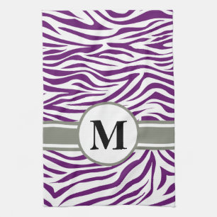 Paño De Cocina Violeta africana Safari Cebra con monograma