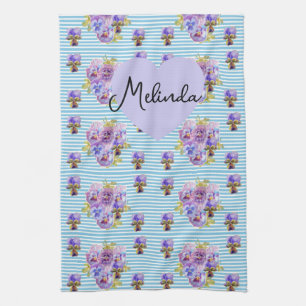 Paño De Cocina Violeta Lila Floral Pansy Nombre de Mujer
