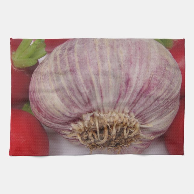 Paño De Cocina Violetter Knoblauch mit Radieschen (Horizontal)