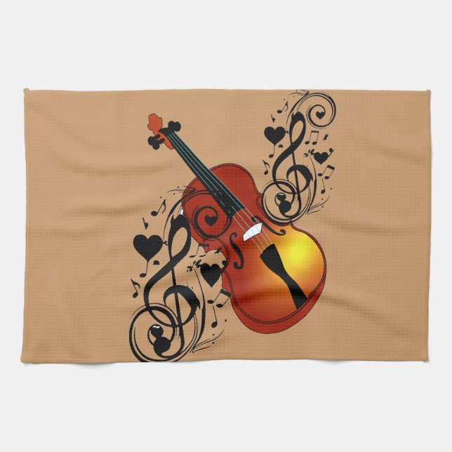 Paño De Cocina Violín, Amante en el corazón_ (Horizontal)
