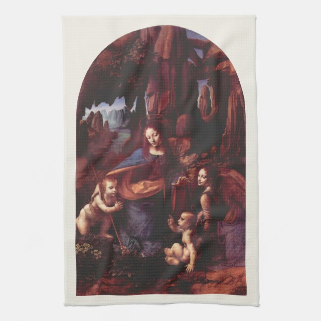Paño De Cocina Virgen de las Rocas de Leonardo da Vinci (Vertical)