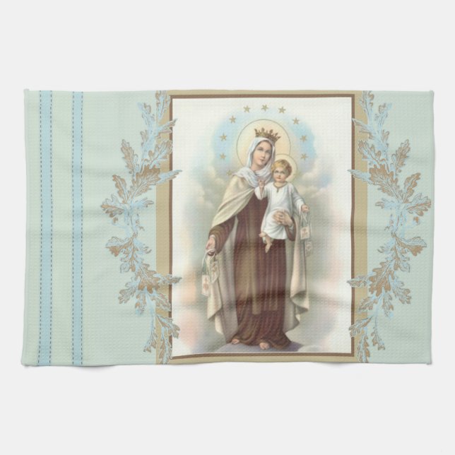 Paño De Cocina Virgen María bendecido el monte Carmelo Jesús (Horizontal)