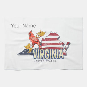 Paño De Cocina Virginia United States Retro State Map Vintage USA