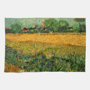 Paño De Cocina Vista de Arlés con lirios por Vincent van Gogh