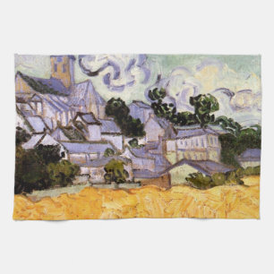 Paño De Cocina Vista de Auvers con iglesia de Vincent van Gogh