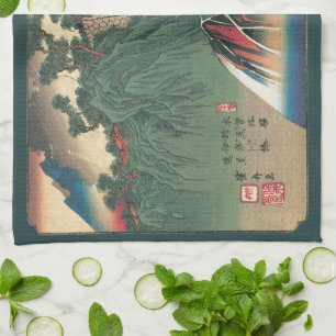 Paño De Cocina Vista del puente sobre el río Ina, Nojiri por Hiro