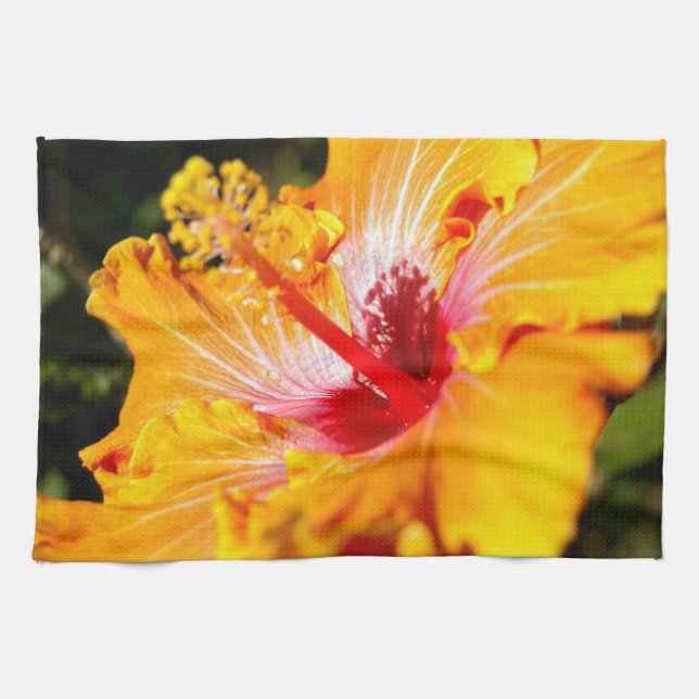Paño De Cocina Vista lateral de naranja Hibiscus (Horizontal)