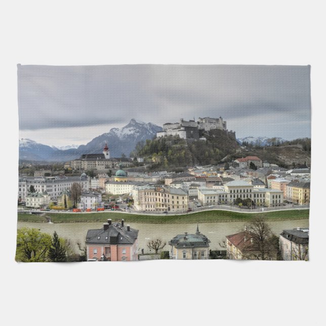 Paño De Cocina Vista sobre Salzburgo Austria (Horizontal)