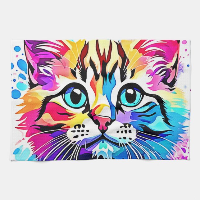 Paño De Cocina Vivid Kitty Vibes Design (Horizontal)