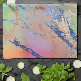 Paño De Cocina Vivid Marble | Colorida acuarela pastel negrita