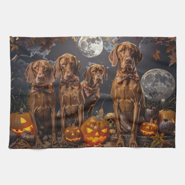 Paño De Cocina Vizsla Halloween Spooky (Horizontal)