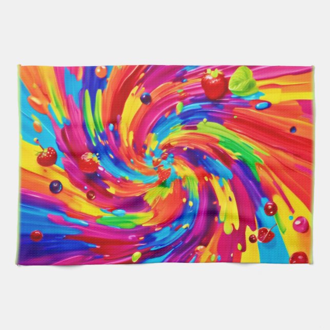 Paño De Cocina Vórtex de frutas coloridas (Horizontal)
