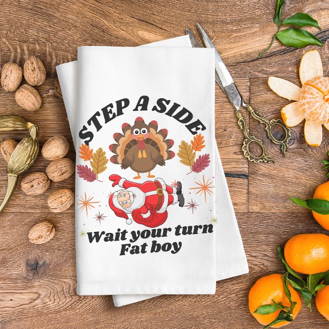 Paño De Cocina Wait Your Turn Fat Boy Funny Thanksgiving  (Subido por el creador)