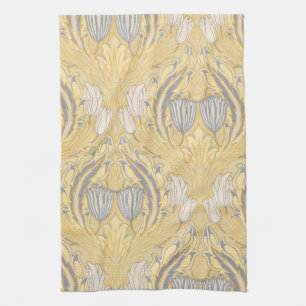 Paño De Cocina Walter Crane Blue White Tulips & Acanthus