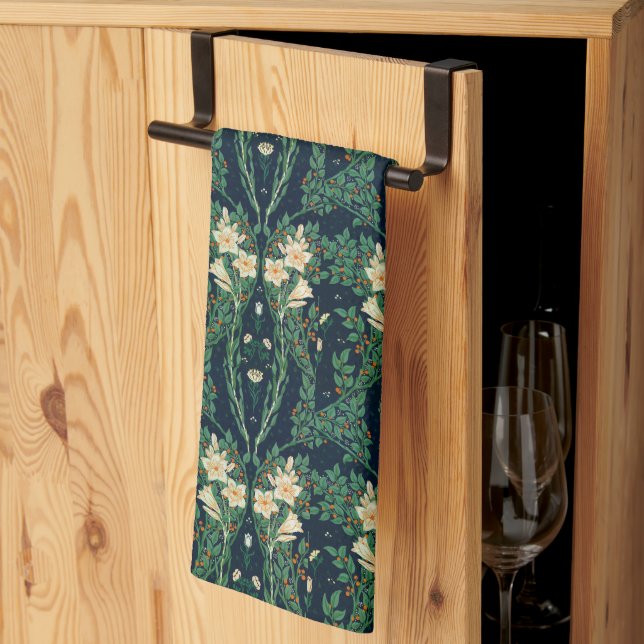 Paño De Cocina Walter Crane White Lily-Blue Back (Pliegue de tercios)