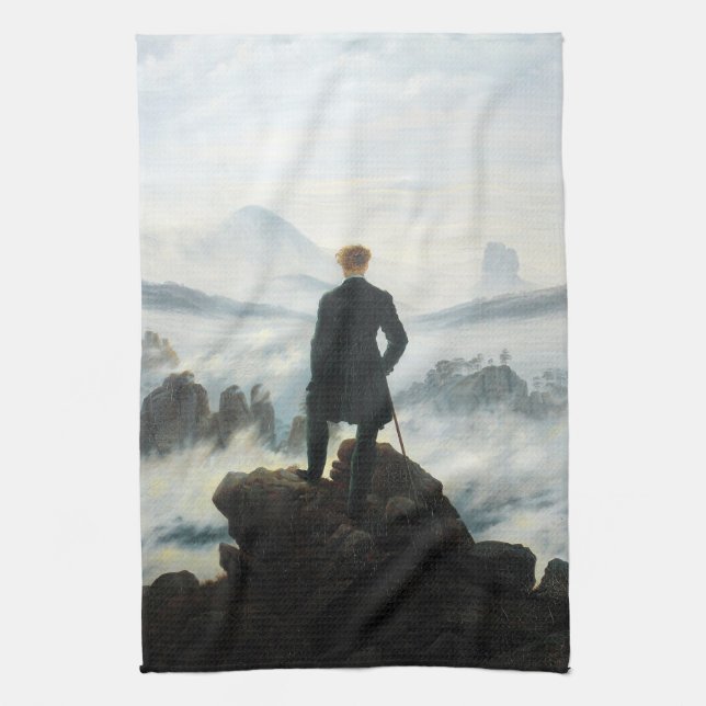 Paño De Cocina Wanderer por encima del mar de niebla, Friedrich (Vertical)