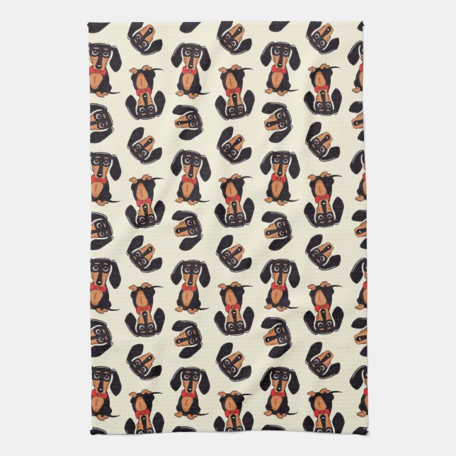 Paño De Cocina Wandering Dachshund Kitchen Towels (Vertical)