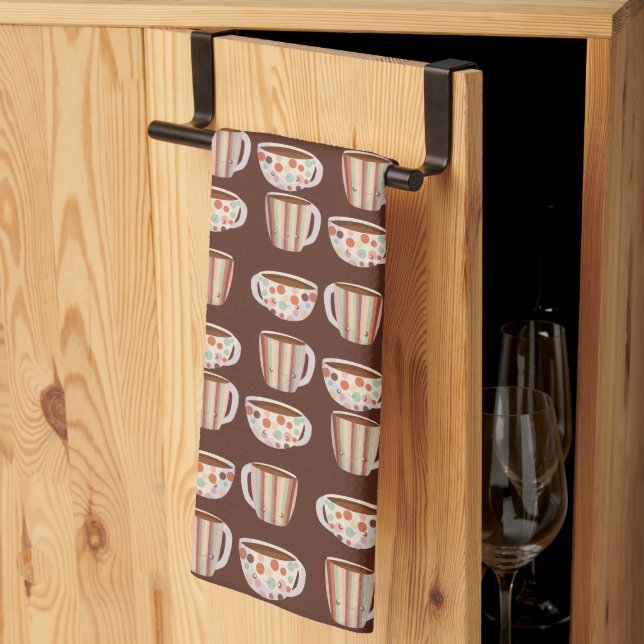 Paño De Cocina Warm Circle Pattern On Cups Of Coffee (Pliegue de tercios)